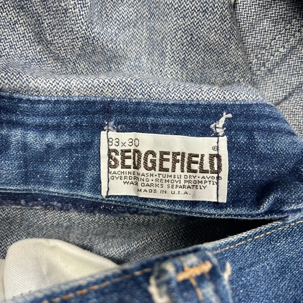 Sedgefield Bell Bottom Jeans Mens 33(32)x30(29) Blue Vintage 70s Flare USA Made